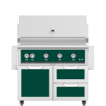 Hestan 42-Inch Natural Gas Grill W/ Rotisserie On Double Drawer & Door Tower Cart - Grove - GABR42-NG-GR