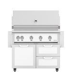 Hestan 42-Inch Natural Gas Grill W/ Rotisserie On Double Drawer & Door Tower Cart - Froth - GABR42-NG-WH