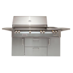 Alfresco ALXE 56-Inch Freestanding Natural Gas Deluxe Grill With Sear Zone, Rotisserie, And Side Burner in Signal Gray - ALXE-56SZC-NG-S7004