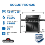 Napoleon Rogue PRO 625 5-Burner Propane Grill w/ Infrared Side Burner - Black - RP625SIBPK-2 - Image 4