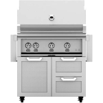 Hestan 36-Inch Propane Gas Grill W/ Sear Burner & Rotisserie On Double Drawer & Door Tower Cart - Steeletto - GMBR36-LP
