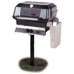 MHP JNR4DD Propane Gas Grill With Stainless Steel Shelves And Stainless Grids On In-Ground Post