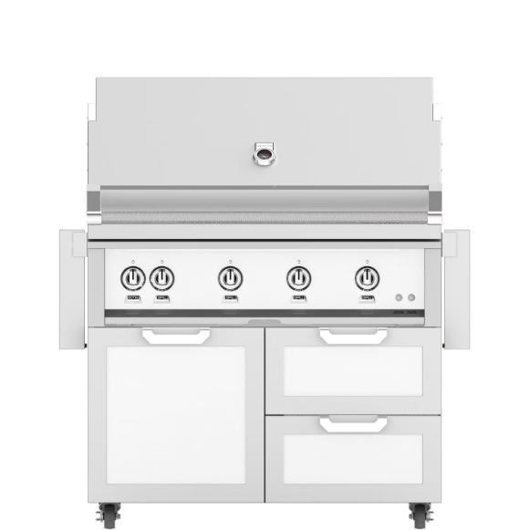 duttpack-16470 Hestan 42-Inch Propane Gas Grill W/ Rotisserie On Double Drawer & Door Tower Cart - Froth - GABR42-LP-WH - Image 1