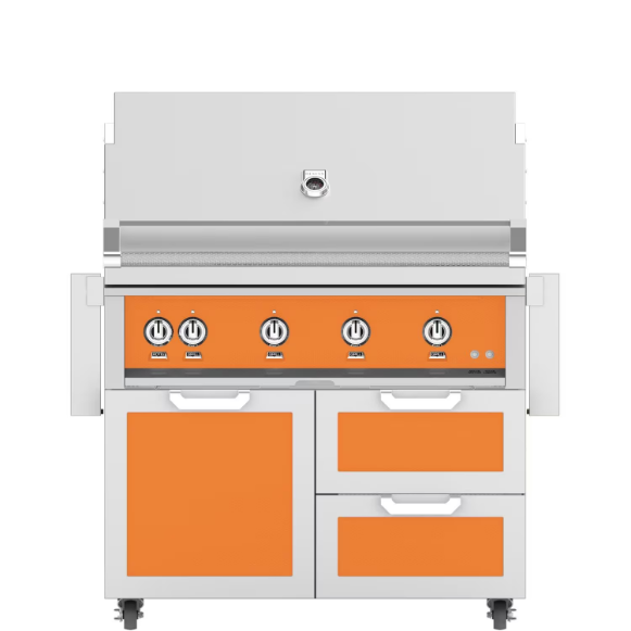 duttpack-16491 Hestan 42-Inch Propane Gas Grill W/ Rotisserie On Double Drawer & Door Tower Cart - Citra - GABR42-LP-OR - Image 1