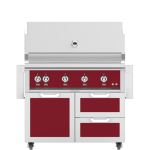 Hestan 42-Inch Natural Gas Grill W/ Sear Burner & Rotisserie On Double Drawer & Door Tower Cart - Tin Roof - GMBR42-NG-BG