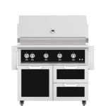 Hestan 42-Inch Natural Gas Grill W/ Sear Burner & Rotisserie On Double Drawer & Door Tower Cart - Stealth - GMBR42-NG-BK