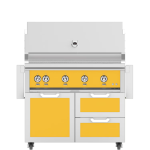 Hestan 42-Inch Natural Gas Grill W/ Rotisserie On Double Drawer & Door Tower Cart - Sol - GABR42-NG-YW