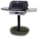 MHP WNK4DD Propane Gas Grill With Stainless Steel Shelves And SearMagic Grids On In-Ground Post