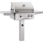 American Outdoor Grill T-Series 24-Inch 2-Burner Propane Gas Grill On In-Ground Post With Rotisserie - 24PGT