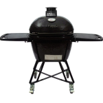Primo All-In-One Oval Large 300 Ceramic Kamado Grill With Cradle, Side Shelves, And Stainless Steel Grates - PGCLGC
