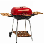 Americana by Meco Charcoal Grill With Wood Side Trays - Red - 4105