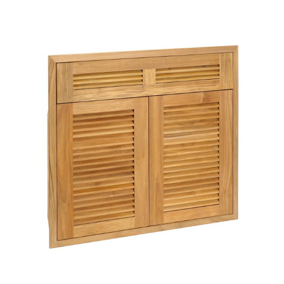 duttpack-37294 Pacific Teak Millsworks 30 Inch Louvered Double Access Door W/ False Drawer - Image 1