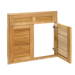 Pacific Teak Millsworks 30 Inch Louvered Double Access Door W/ False Drawer - Image 2