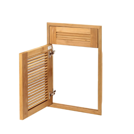 duttpack-37296 Pacific Teak Millsworks 18 Inch Louvered Single Access Door W/ False Drawer - Left Hinge - Image 1