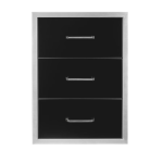 Wildfire 19 X 26 304 Black SS Triple Access Drawer - WFTDW1926-BSS
