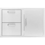 BBQGuys Signature 32-in Stainless Steel Reversible Access Door & Double Drawer Combo - BBQ-DDC - Image 2