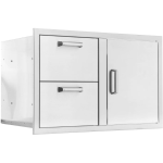BBQGuys Signature 32-in Stainless Steel Reversible Access Door & Double Drawer Combo - BBQ-DDC - Image 4