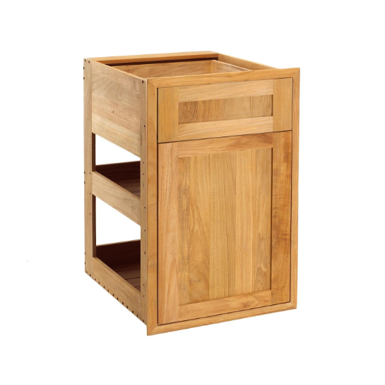 duttpack-37839 Pacific Teak Millworks 18 Inch Shaker Panel Drawer/Door Combo W/ Shelf - Image 1