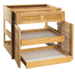 Pacific Teak Millworks 30 Inch Louvered 1 Drawer/2 Door Combo W/ 2 Rollout Trays - Image 2