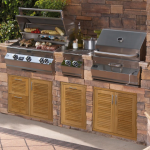 Pacific Teak Louvered 35-Inch Teak Wood Access Door and Double Drawer Combo - CO21-35L - Image 3