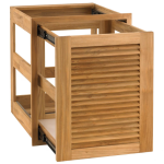 Pacific Teak Louvered 18-Inch Teak Wood Roll-Out Double Trash / Recycling Bin Drawer - POHDL-18L - Image 2