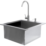 BBQGuys Signature 21-in Outdoor Rated Stainless Steel Drop-In Sink w/ Hot/Cold Faucet - Image 5