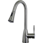 BBQGuys Signature Single Handle Pull-Down Gooseneck Hot/Cold Faucet - Brushed Nickel - BBQ-N88402-BN