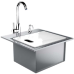 Sunstone Premium 21 X 20 Outdoor Rated Stainless Steel Drop In Sink With Hot/Cold Faucet - B-PS21 - Image 3