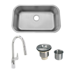 ADA Compliant 30 X 18 Stainless Steel Outdoor Sink with Huntington Brass Dual Spray 15.75 Inch High Pull Down Faucet and Strainer Basket