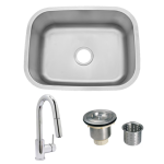 Futura 24 X 18 Stainless Steel Outdoor Sink with Huntington Brass Dual Spray European Style Pull Down Faucet and Strainer Basket