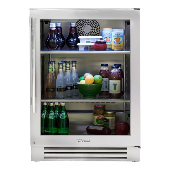 duttpack-38633 True 24 Inch 5.6 Cu. Ft. Right Hinge Glass Door Outdoor Refrigerator - Stainless Steel - TUR-24-R-SG-C - Image 1