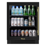 True ADA Height 24 Inch 5 Cu. Ft. Left Hinge Glass Door Outdoor Refrigerator - Matte Black w/ Brass Handles - TURADA-24-LG-A~027-H01