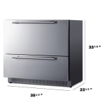 Summit 36 Inch 7.15 Cu. Ft. Outdoor 2-Drawer All-Refrigerator - Custom Panel Ready - SPR36DROS - Image 3