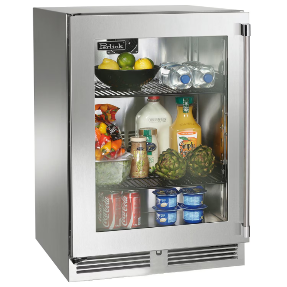 duttpack-38912 Perlick 24-Inch Signature Series Shallow Depth Stainless Steel Glass Door Outdoor Refrigerator - Left Hinged - HH24RO-4-3L - Image 1
