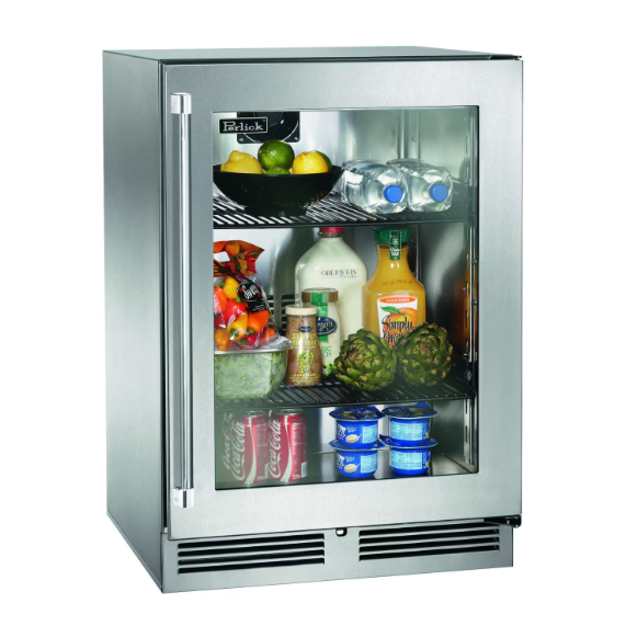 duttpack-38955 Perlick 24-Inch Signature Series Shallow Depth Stainless Steel Glass Door Outdoor Refrigerator - Right Hinged - HH24RO-4-3R - Image 1