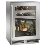 Perlick 24-Inch Signature Series Stainless Steel Glass Door Outdoor Dual Zone Refrigerator/Wine Reserve - Right Hinged - HP24CO-4-3R