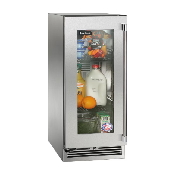 duttpack-39206 Perlick 15-Inch Signature Series Stainless Steel Glass Door Outdoor Refrigerator - Left Hinged - HP15RO-4-3L - Image 1