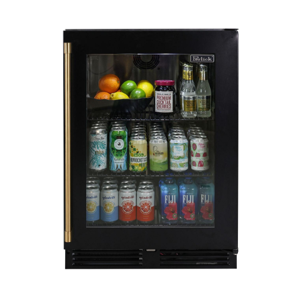duttpack-39237 Perlick 24 Inch 5.2 Cu. Ft. Signature Series Stainless Steel Glass Door Outdoor Refrigerator w/ Factory Installed Matte Black Glass Door - Right Hinge - Image 1