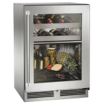 Perlick 24-Inch Signature Series Marine & Coastal Series Stainless Steel Glass Door Outdoor Dual-Zone Refrigerator & Wine Reserve - Right Hinge - HP24CM-4-3R