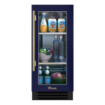 True 15 Inch 3.14 Cu. Ft. Right Hinge Glass Door Outdoor Refigerator - Cobalt w/ Brass Handles - TUR-15-R-OG-C~DSK-078-H01