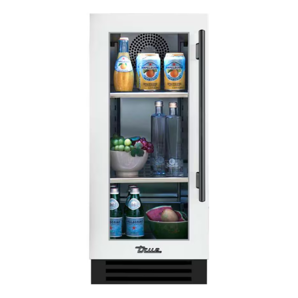 duttpack-39430 True 15 Inch 3.14 Cu. Ft. Left Hinge Glass Door Outdoor Refigerator - Matte White w/ Pewter Handles - TUR-15-L-OG-C~DSK-030-H05 - Image 1