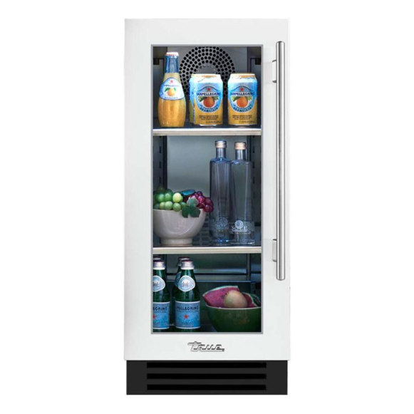 duttpack-39431 True 15 Inch 3.14 Cu. Ft. Left Hinge Glass Door Outdoor Refigerator - Matte White w/ Stainless Steel Handles - TUR-15-L-OG-C~DSK-030-H04 - Image 1