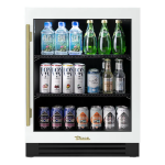 True ADA Height 24 Inch 5 Cu. Ft. Right Hinge Glass Door Outdoor Refrigerator - Matte White w/ Brass Handles - TURADA-24-RG-A~030-H01