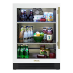 True 24 Inch 5.6 Cu. Ft. Left Hinge Glass Door Outdoor Refrigerator - Matte White w/ Brass Handles - TUR-24-L-OG-C~DSK-030-H01