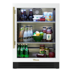 True 24 Inch 5.6 Cu. Ft. Right Hinge Glass Door Outdoor Refrigerator - Matte White w/ Brass Handles - TUR-24-R-OG-C~DSK-030-H01