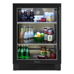 True 24 Inch 5.6 Cu. Ft. Left Hinge Glass Door Outdoor Refrigerator - Matte Black w/ Pewter Handles - TUR-24-L-OG-C~DSK-027-H05
