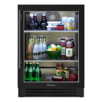 True 24 Inch 5.6 Cu. Ft. Right Hinge Glass Door Outdoor Refrigerator - Matte Black w/ Pewter Handles - TUR-24-R-OG-C~DSK-027-H05