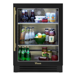 True 24 Inch 5.6 Cu. Ft. Right Hinge Glass Door Outdoor Refrigerator - Matte Black w/ Brass Handles - TUR-24-R-OG-C~DSK-027-H01