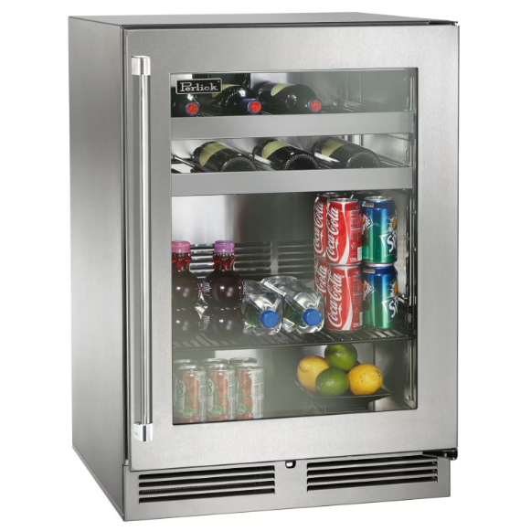 duttpack-39688 Perlick 24-Inch Signature Series Stainless Steel Glass Door Outdoor Beverage Center - Right Hinged - HP24BO-4-3R - Image 1