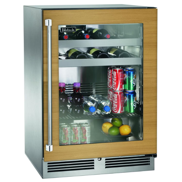 duttpack-39824 Perlick 24-Inch Signature Series Marine & Coastal Series Stainless Steel Panel Ready Glass Door Outdoor Beverage Center - Right Hinge - HP24BM-4-4R - Image 1